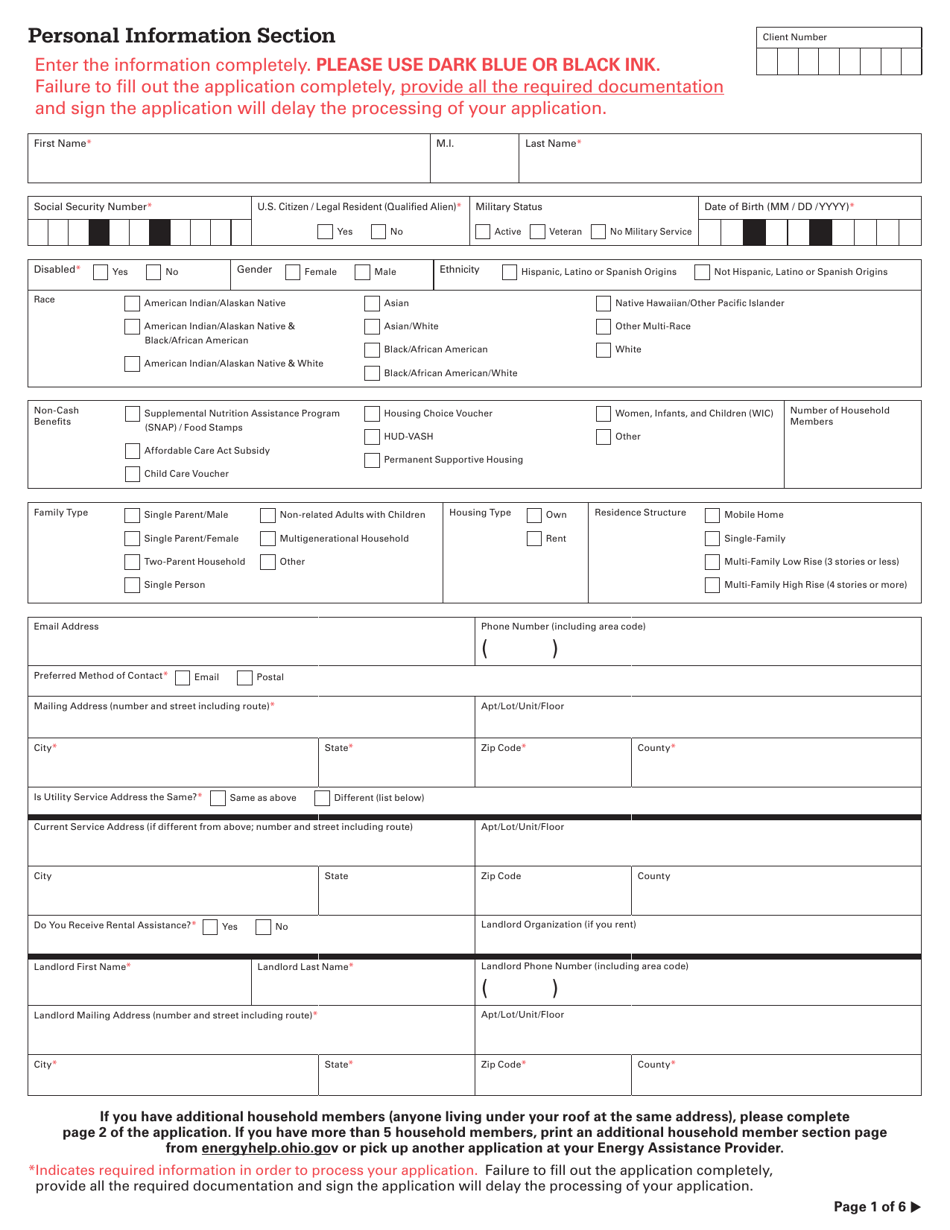 Energy Assistance Programs Application - Ohio, Page 3
