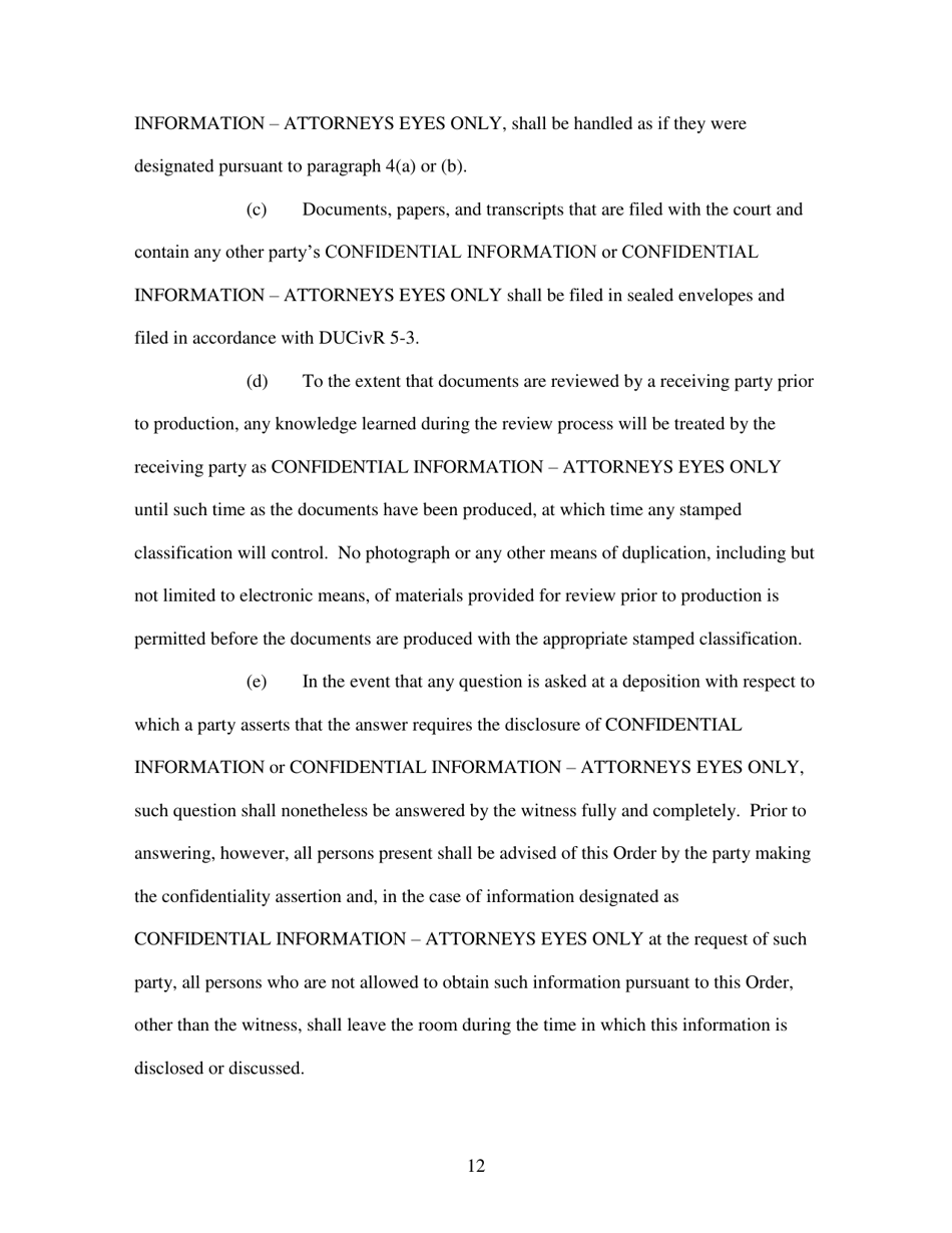 Standard Protective Order - Utah, Page 12