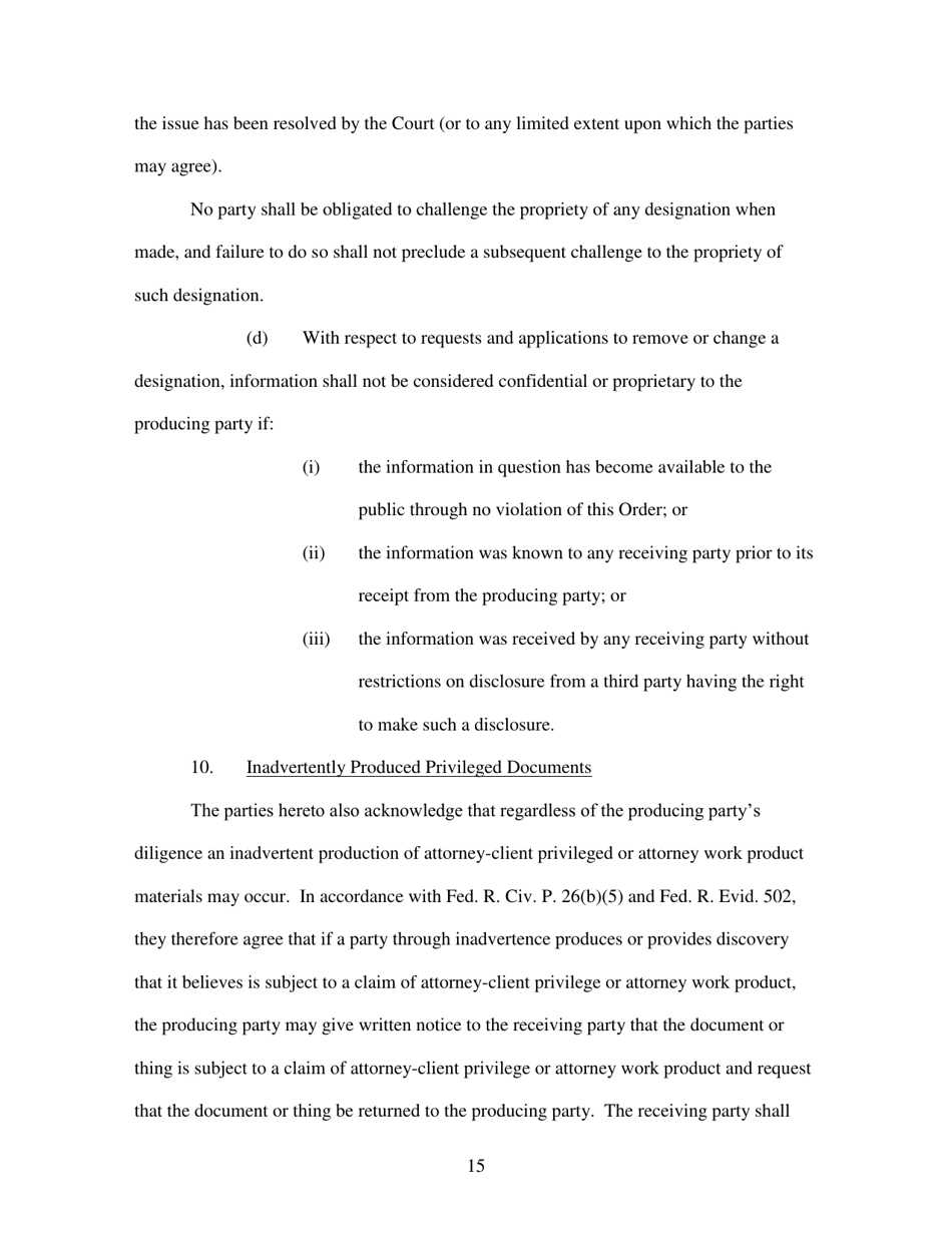 Standard Protective Order - Utah, Page 15