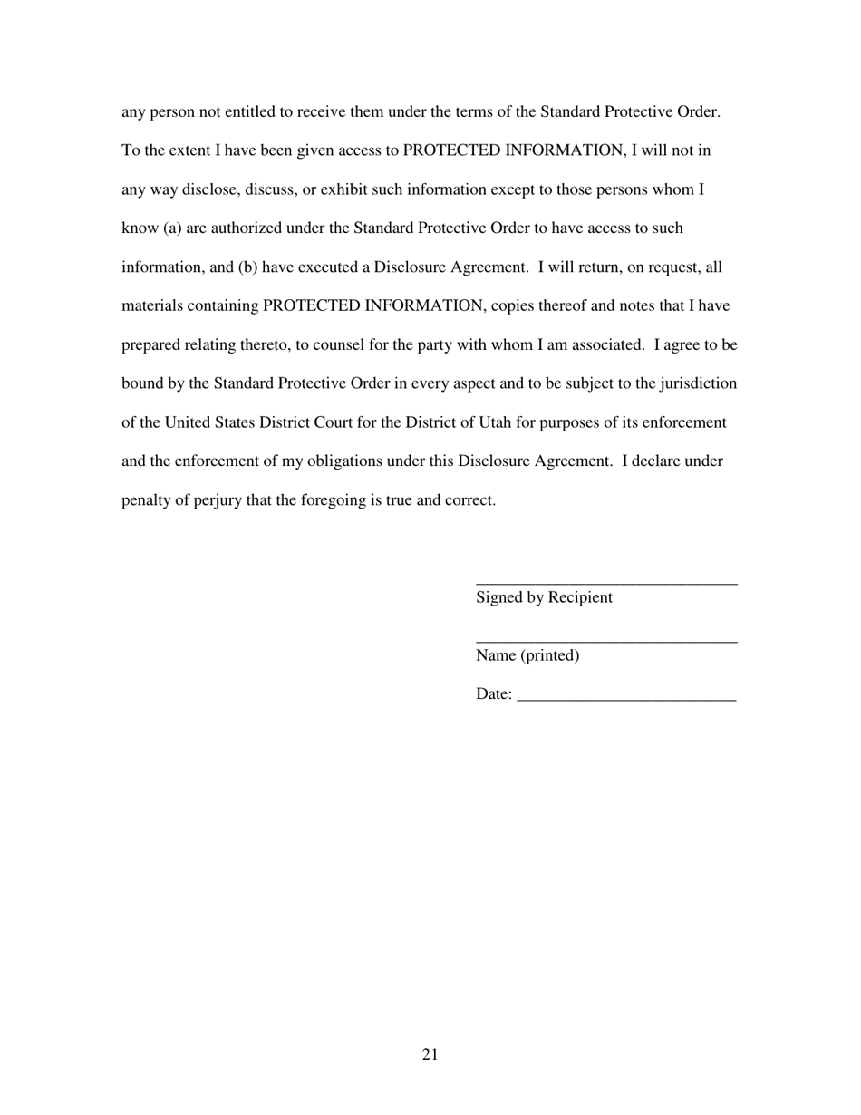 Standard Protective Order - Utah, Page 21