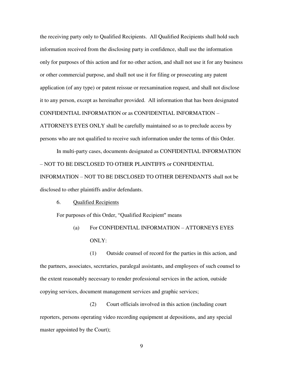 Standard Protective Order - Utah, Page 9