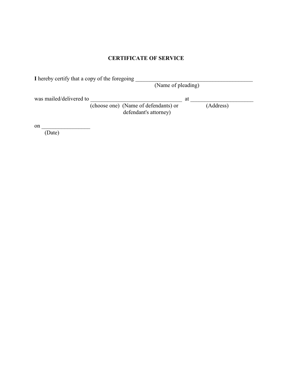 Certificate of Service - Utah, Page 1