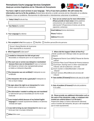 Document preview: Pennsylvania Courts Language Services Complaint - Pennsylvania (English/Spanish)