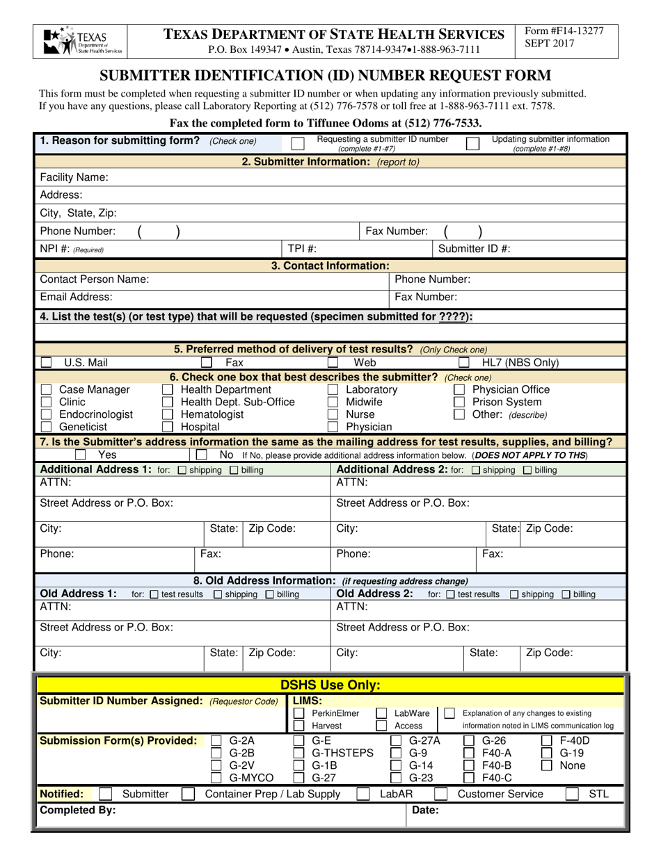 Form F1413277 Fill Out, Sign Online and Download Printable PDF