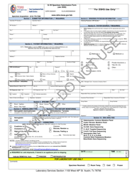 Form G-1B &quot;Biochemistry and Genetics Specimen Submission Form - Sample&quot; - Texas