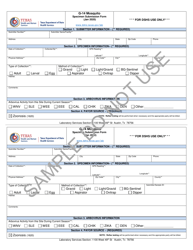 Form G-14 &quot;Mosquito Surveillance Adult/Larval Specimen Submission Form - Sample&quot; - Texas