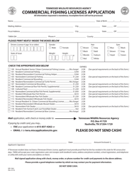Document preview: Form WR-1064 Commercial Fishing Licenses Application - Tennessee