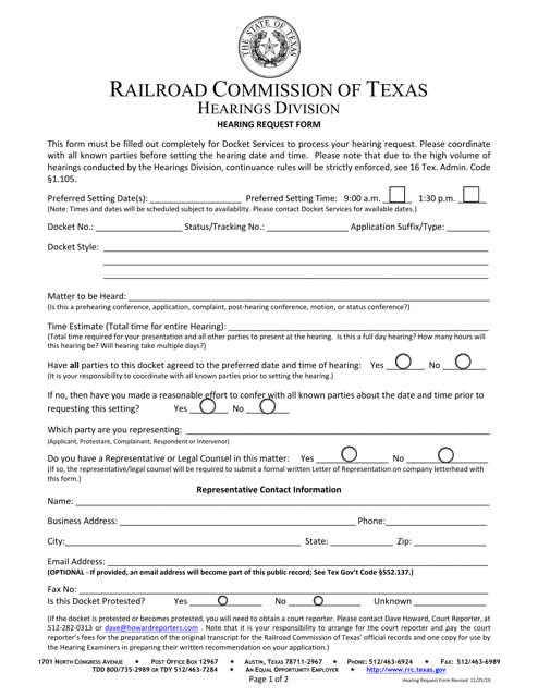 Hearing Request Form - Texas