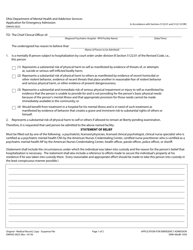 Form DMHAS-0025 &quot;Application for Emergency Admission&quot; - Ohio