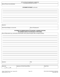 Form DMHAS-0025 Application for Emergency Admission - Ohio, Page 2