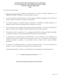 Form MH784A Notice of Intent to File a Petition for Extended Involuntary Treatment and Explanation of Rights (303) - Pennsylvania (English/Spanish), Page 2