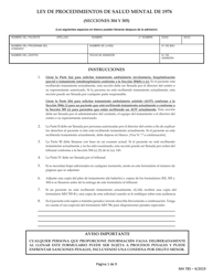 Formulario MH785 Ley De Procedimientos De Salud Mental De 1976 - Pennsylvania (Spanish)
