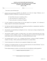 Form MH785A Notice With Intent to File a Petition for Extendied Involuntary Treatment and Explanation of Rights (304b or 305) - Pennsylvania (English/Spanish), Page 2