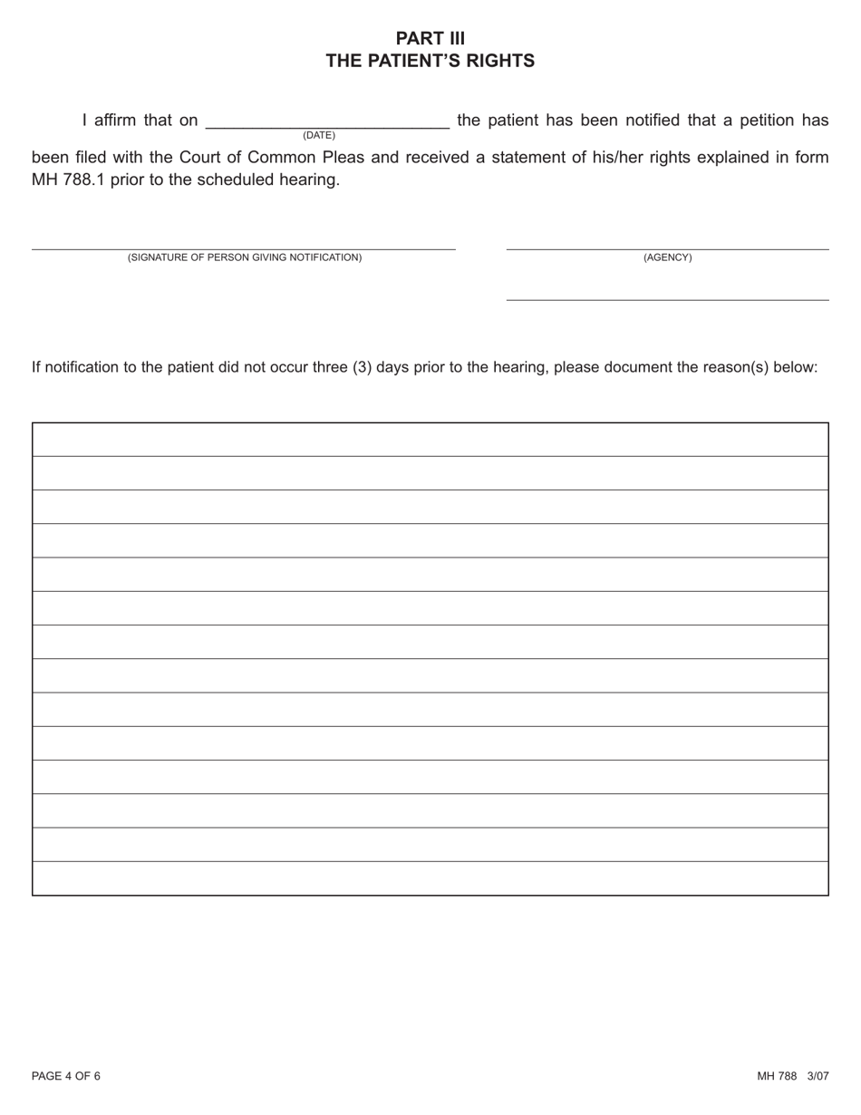 Form MH788 Petition to Transfer for Persons in Involuntary Treatment - Pennsylvania, Page 4