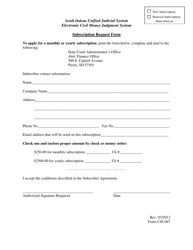 Form UJS-067 Subscription Request Form - South Dakota, Page 2