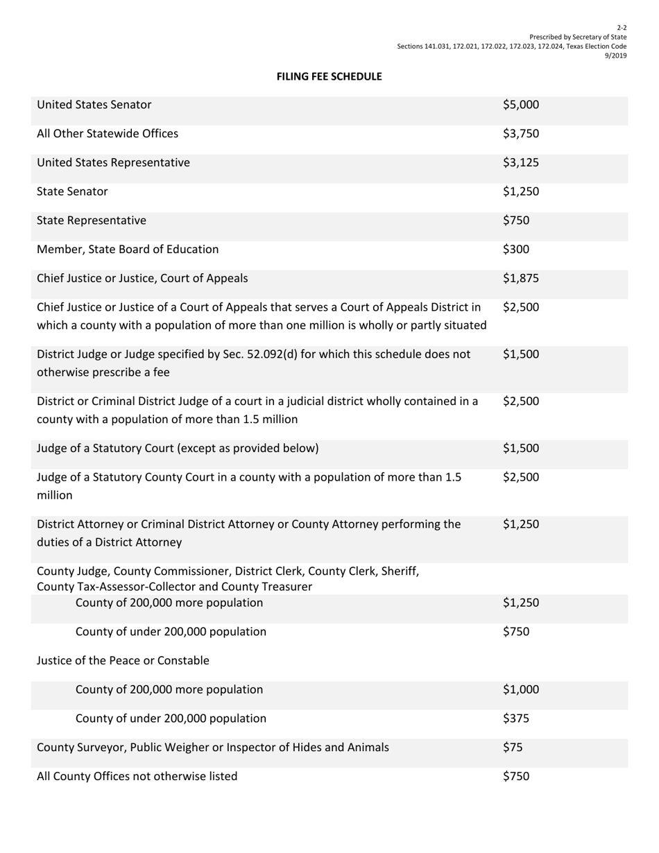 Form 2-2 Application for a Place on the Party General Primary Ballot - Texas (English / Spanish), Page 3