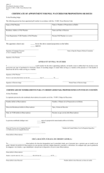 Document preview: Form AW4-17 Certificate of Appointment for Poll Watcher for Propositions or Issues - Texas (English/Spanish)