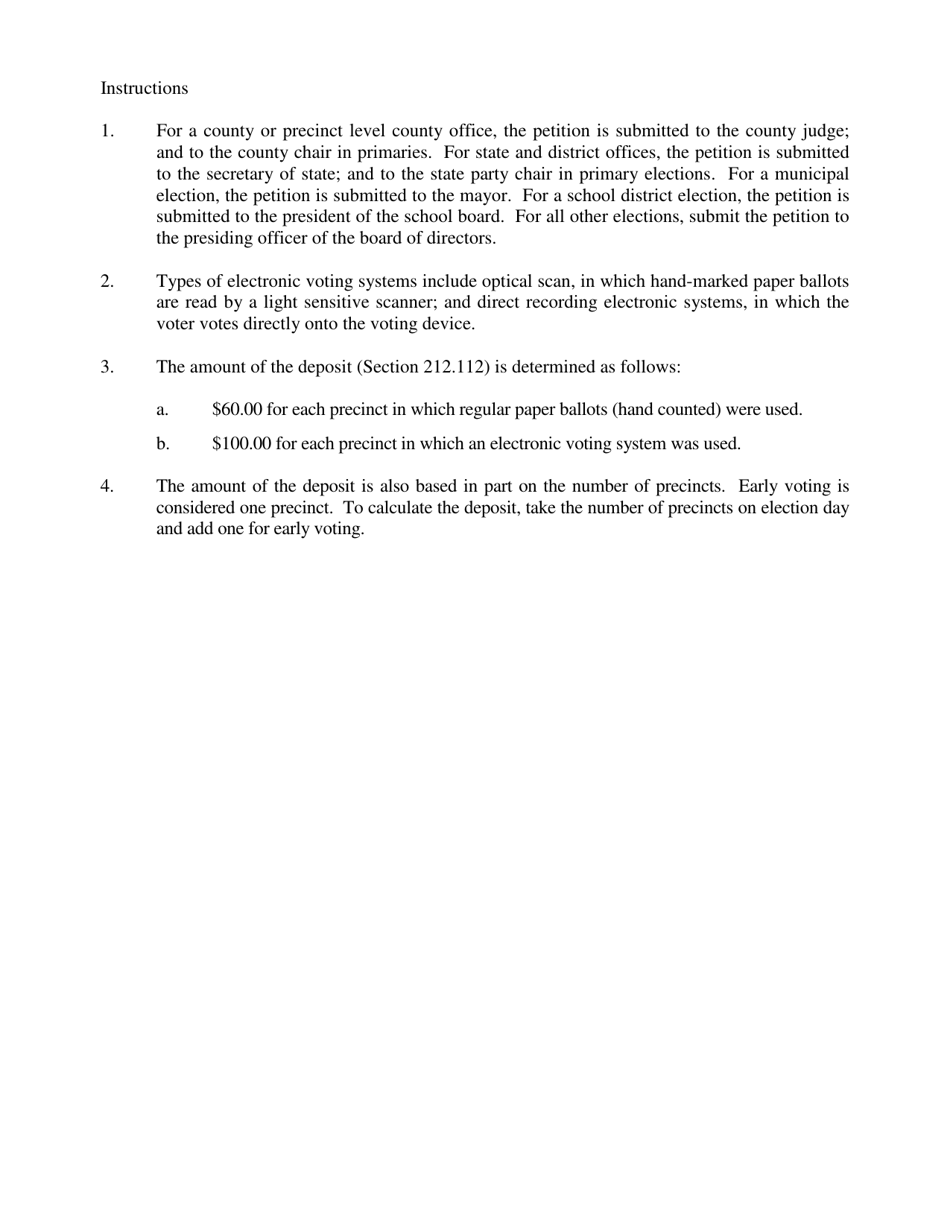 Form AW14-1 Petition Requesting a Recount - Texas, Page 3