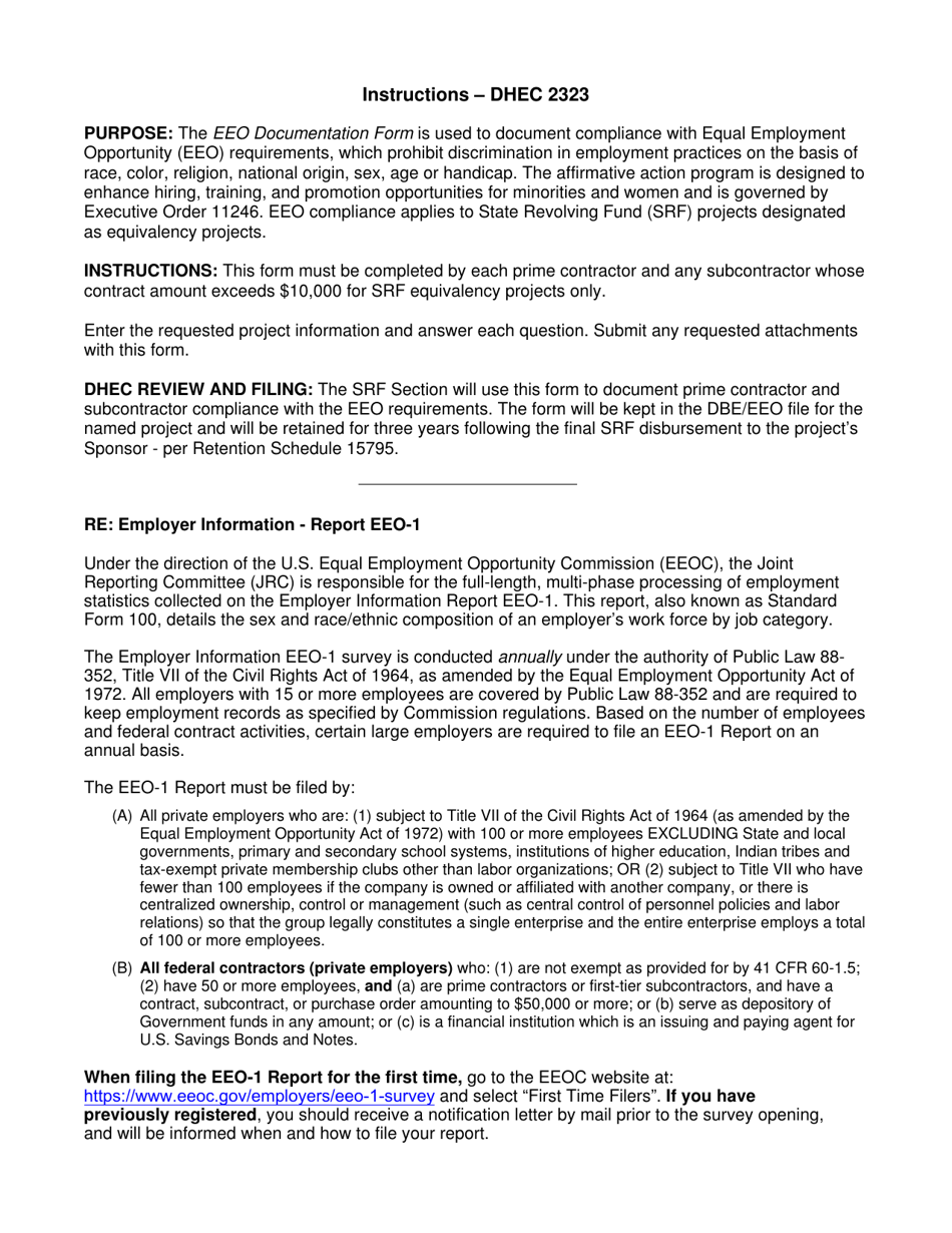 DHEC Form 2323 Equal Employment Opportunity (EEO) Documentation Form - South Carolina, Page 3
