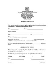 Form IN-1602 &quot;Request for Decals&quot; - Tennessee