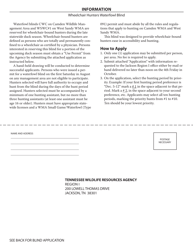 Form WR-1131 Waterfowl Blind Application for Wheelchair Bound Hunters - Camden Wma &amp; West Sandy Wma - Tennessee, Page 2