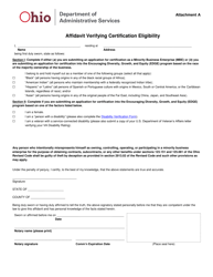 Document preview: Attachment A Affidavit Verifying Certification Eligibility - Ohio