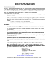 Form VS-130 Notice of Intent to Claim Paternity - Texas, Page 2