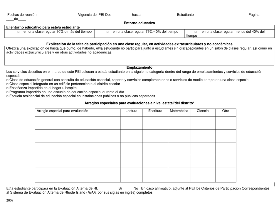 Transicion Secundaria - Programa Educativo Individualizado - Rhode Island (Spanish), Page 14