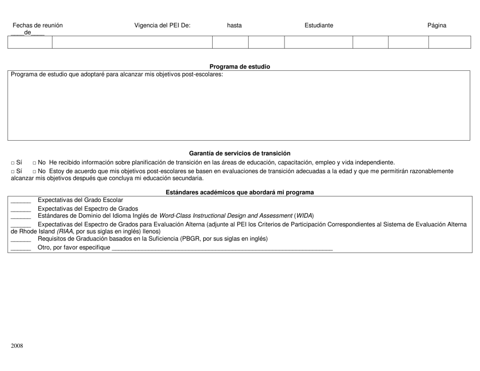Transicion Secundaria - Programa Educativo Individualizado - Rhode Island (Spanish), Page 7