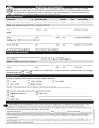 Form 14-10321 &quot;Quail Breeders License Application&quot; - South Carolina