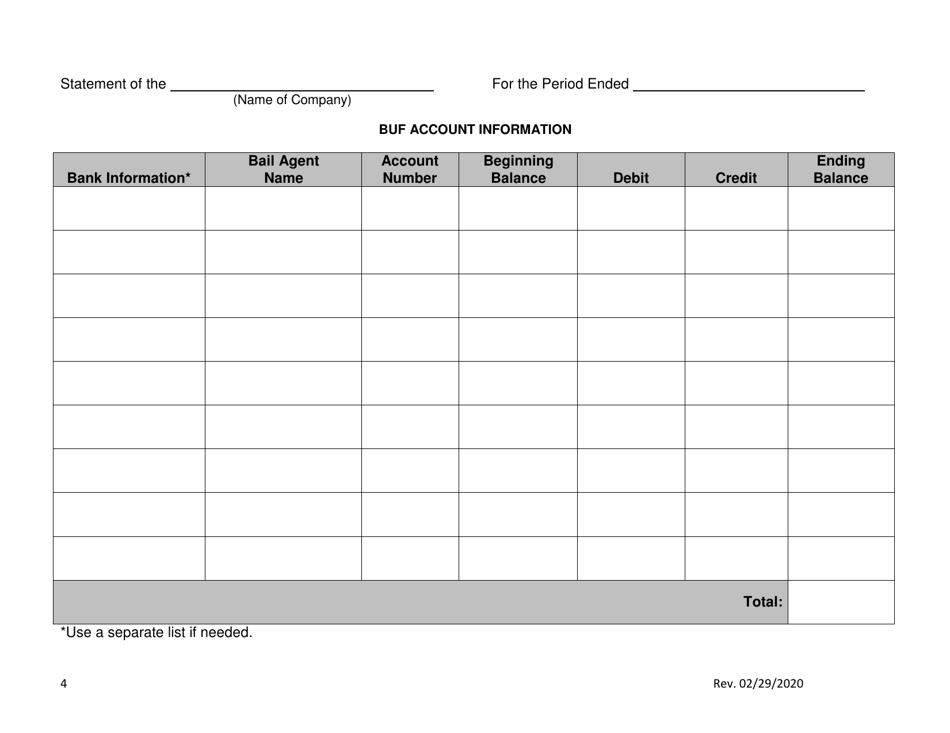 Monthly Bail Bond Statement - Oklahoma, Page 4