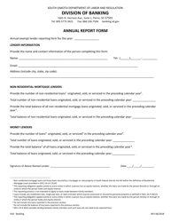 Document preview: Exempt Lender Annual Report Form - South Dakota