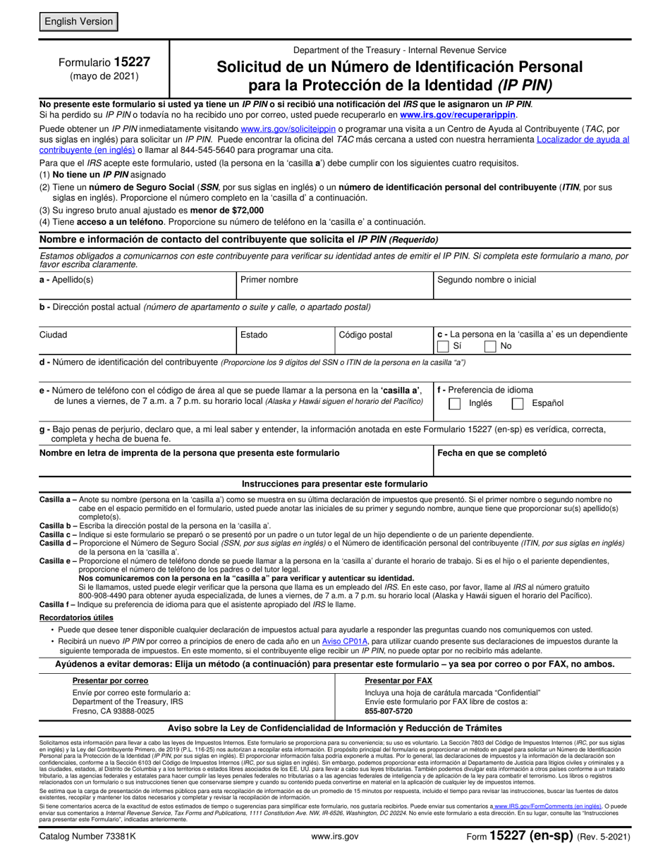 IRS Form 15227 - Fill Out, Sign Online And Download Fillable PDF ...