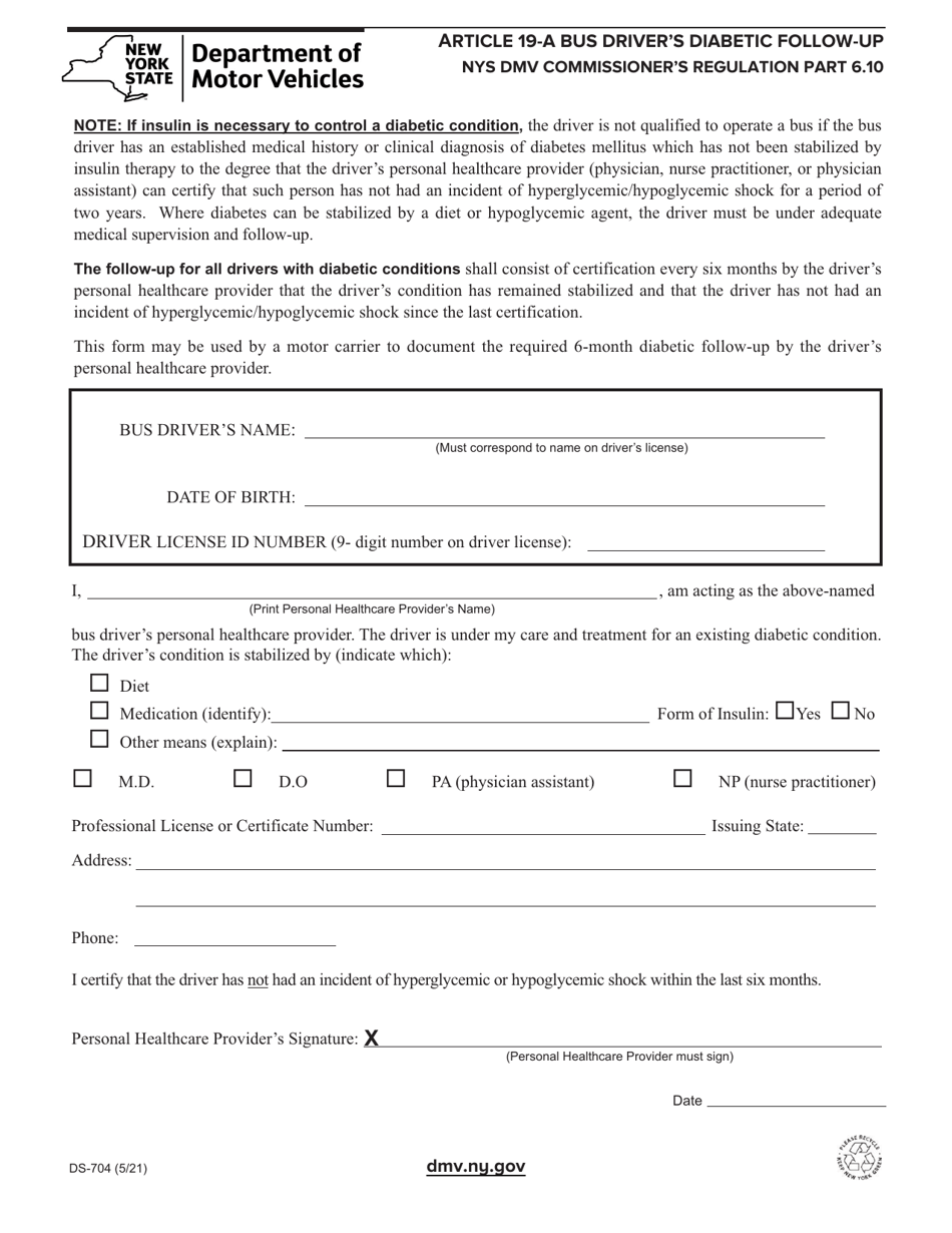 Form DS-704 Download Fillable PDF or Fill Online Article 19-a Bus ...