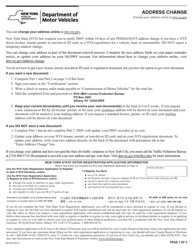 Form MV-232 Address Change - New York