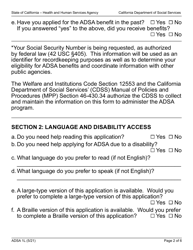 Form ADSA1L Application for Benefits - Assistance Dog Special Allowance (Adsa) Program - California, Page 2