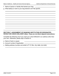 Form ADSA1A Application for Renewal of Benefits - Assistance Dog Special Allowance (Adsa) Program - California, Page 4