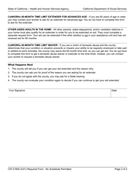 Form CW2190A Calworks 60-month Time Limit Extender Request Form - California, Page 2