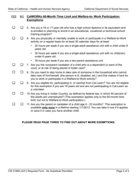 Form CW2186A Calworks Exemption Request Form - California, Page 2