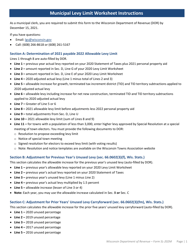 Document preview: Instructions for Form SL-202M Municipal Levy Limit Worksheet - Wisconsin