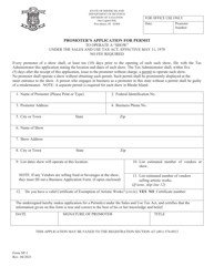 Form SP-1 &quot;Promoter's Application for Permit&quot; - Rhode Island