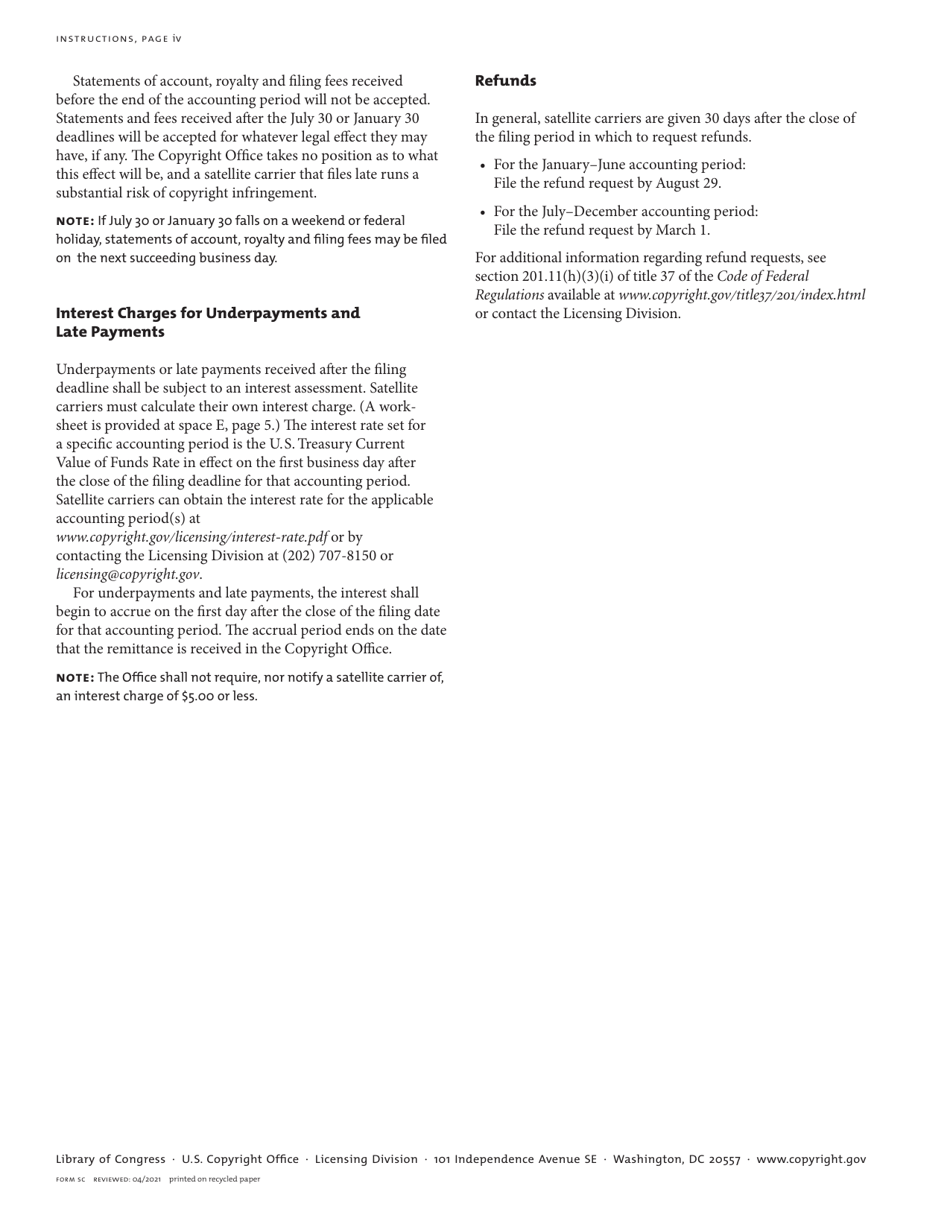 Form SC Statement of Account for Secondary Transmissions by Satellite Carriers of Distant Television Signals, Page 11