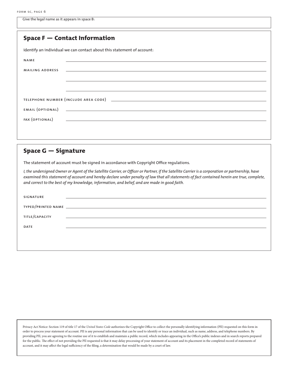 Form SC Statement of Account for Secondary Transmissions by Satellite Carriers of Distant Television Signals, Page 7
