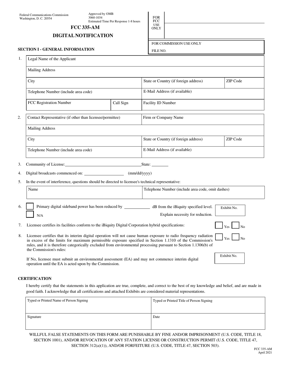 FCC Form 335-AM Download Printable PDF or Fill Online Digital ...