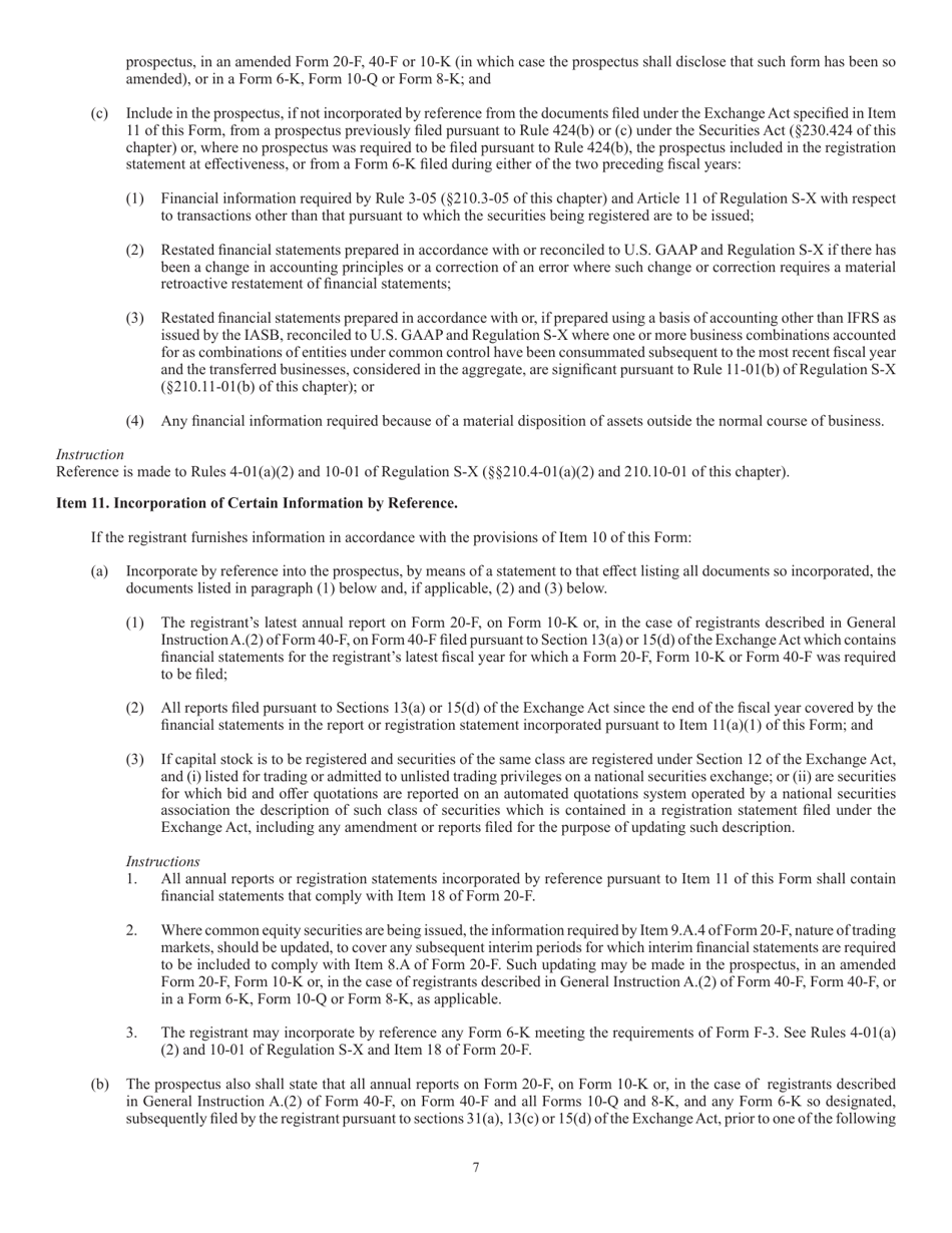 SEC Form 2078 (F-4) Registration Statement for Securities of Certain Foreign Private Issuers Issued in Certain Business Combination Transactions, Page 7