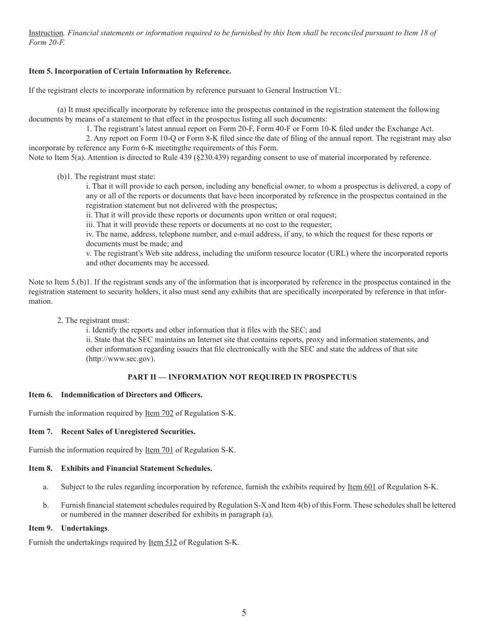 SEC Form 1981 (F-1) Registration Statement for Securities of Certain Foreign Private Issuers, Page 5
