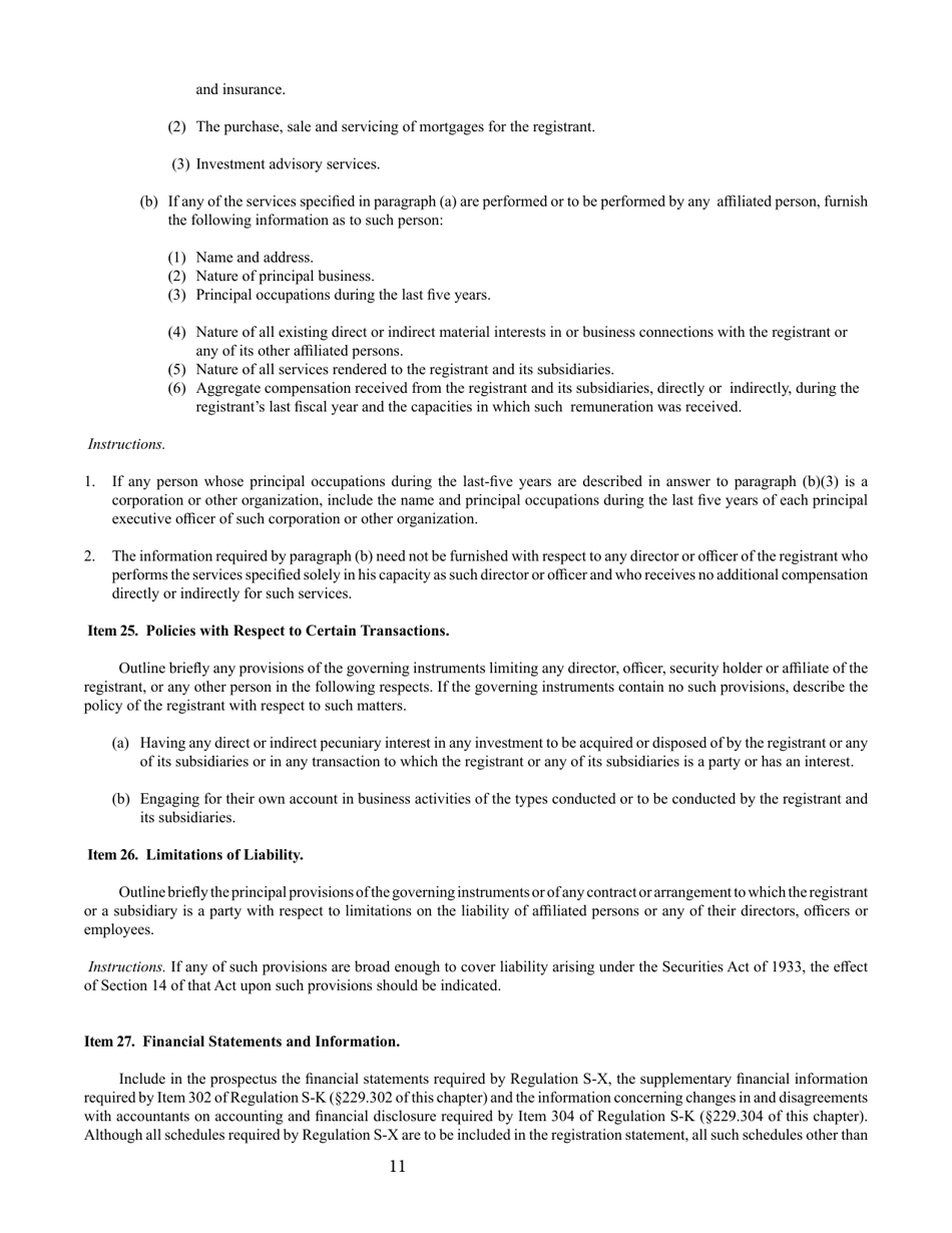 SEC Form 907 (S-11) Registration of Securities of Certain Real Estate Companies, Page 11