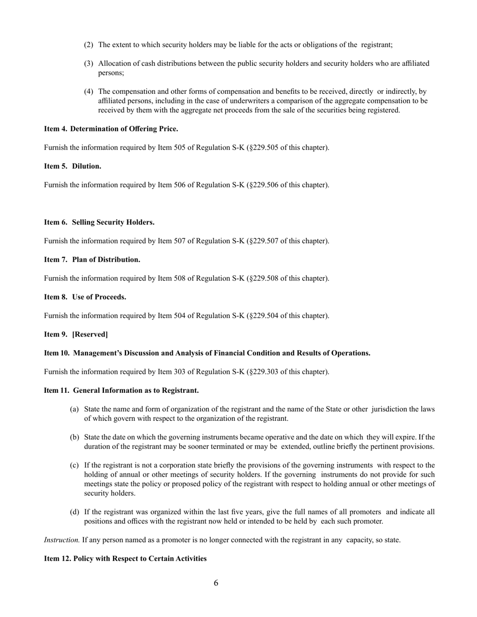 SEC Form 907 (S-11) Registration of Securities of Certain Real Estate Companies, Page 6