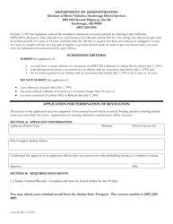 Form 402 &quot;Application for Termination of Revocation&quot; - Alaska