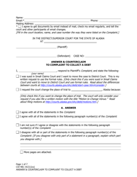 Form CIV-481 &quot;Answer &amp; Counterclaim to Complaint to Collect a Debt&quot; - Alaska